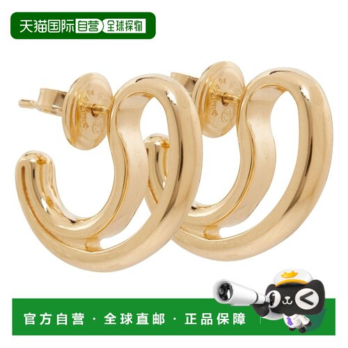 自营欧洲直邮BOTTEGA VENETA葆蝶家 Frills女士金色银质小号耳环