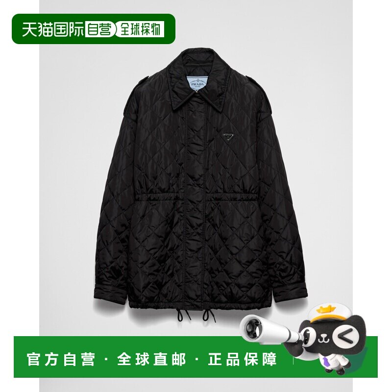 自营欧洲直邮Prada普拉达 Re-Nylon女士黑色再生聚酰胺金属三角标