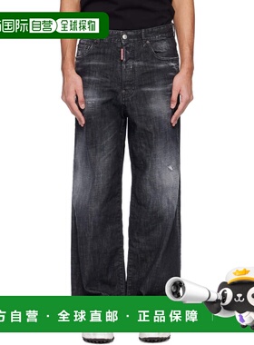 1h可退 香港直邮Dsquared2 二次方 男士 黑色 Loose 牛仔裤 S74LB
