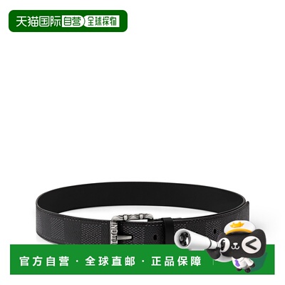 自营欧洲直邮LV路易威登 Drift男士黑色涂层帆布棋盘格图案腰带35