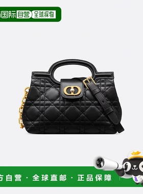自营1h可退 欧洲直邮DIOR迪奥 Jolie Top Handle 黑色羊皮革藤格