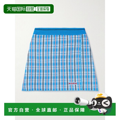香港直邮Marni 玛尼 女士 裹式格纹弹性针织迷你半身裙 GOMD0120Q