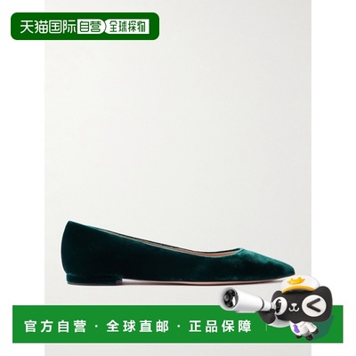 香港直邮Gianvito Rossi 吉安维托 罗西 女士 天鹅绒尖头平底鞋 G