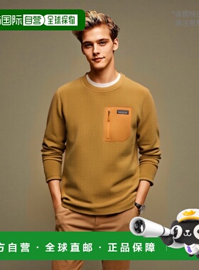 自营欧洲直邮PATAGONIA R1 AIR CREW 抓绒衣土黄色聚酯男卫衣