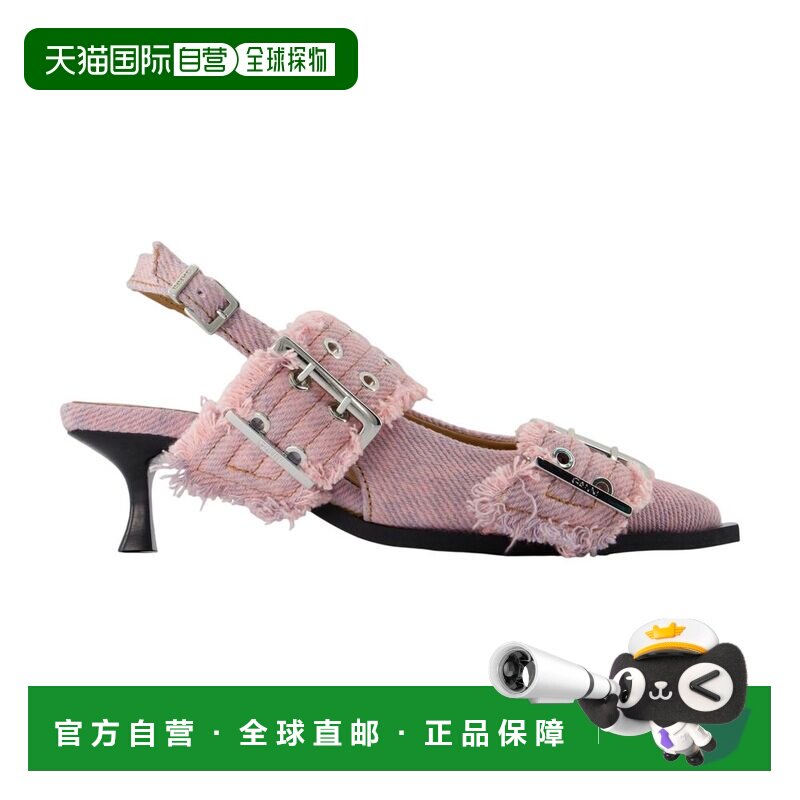 香港直邮GANNI 甘尼 女士 FEMININE KITTEN 搭扣流苏浅口鞋 B1020