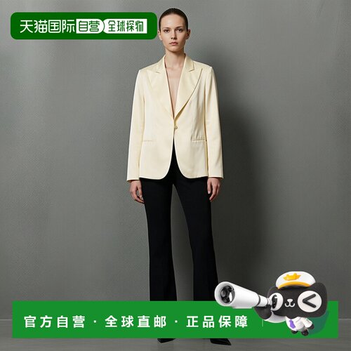 自营欧洲直邮GUCCI古驰 Generation Gucci女士浅黄色丝绸细褶夹克