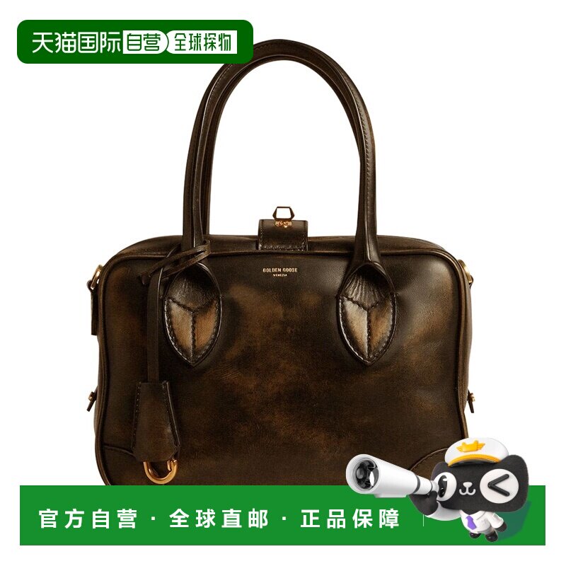 欧洲直邮自营GOLDEN GOOSE黄金鹅 Vita黑色女士皮革手提包单肩包