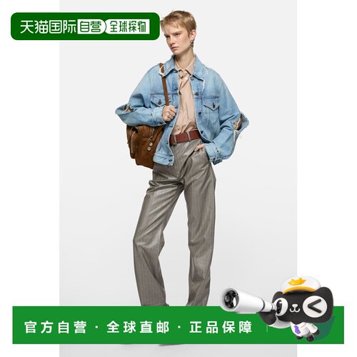 自营欧洲直邮Acne Studios 女士浅蓝色棉质破洞牛仔夹克