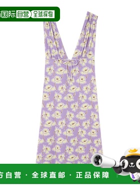 香港直邮Versace POPPIES V领迷笛连衣裙 10197751A13918新款印花