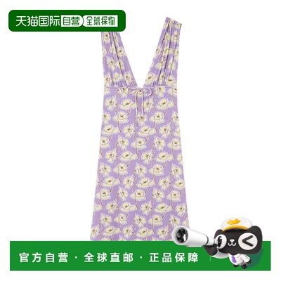 香港直邮Versace POPPIES V领迷笛连衣裙 10197751A13918新款印花