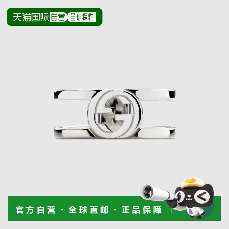 自营欧洲直邮Gucci古驰925银互扣式宽戒指配饰