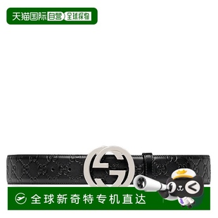 Signature男士 经典 款 41192 黑色牛皮印花双G腰带 GUCCI 自营 古驰
