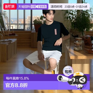 自营欧洲直邮Burberry博柏利男士 T恤新 棉质圆领条纹贴花休闲短袖