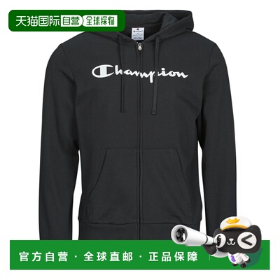 欧洲直邮Champion冠军衣服男套头运动衫卫衣黑色Full Zip Hoodie