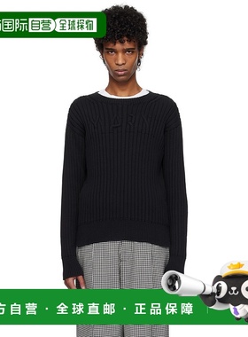 1h可退 香港直邮Marni 玛尼 男士 黑色 Cable Logo Crewneck 针织