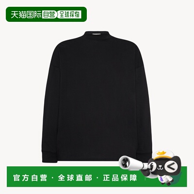 自营欧洲直邮THE ROW 男士黑色棉质高领长袖T恤
