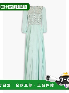 1h可退 香港直邮Jenny Packham 女士 Orla 精饰褶裥雪纺薄纱礼服