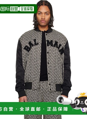 香港直邮Balmain 巴尔曼 男士 黑色 & 灰白色 Monogrammed Varsit