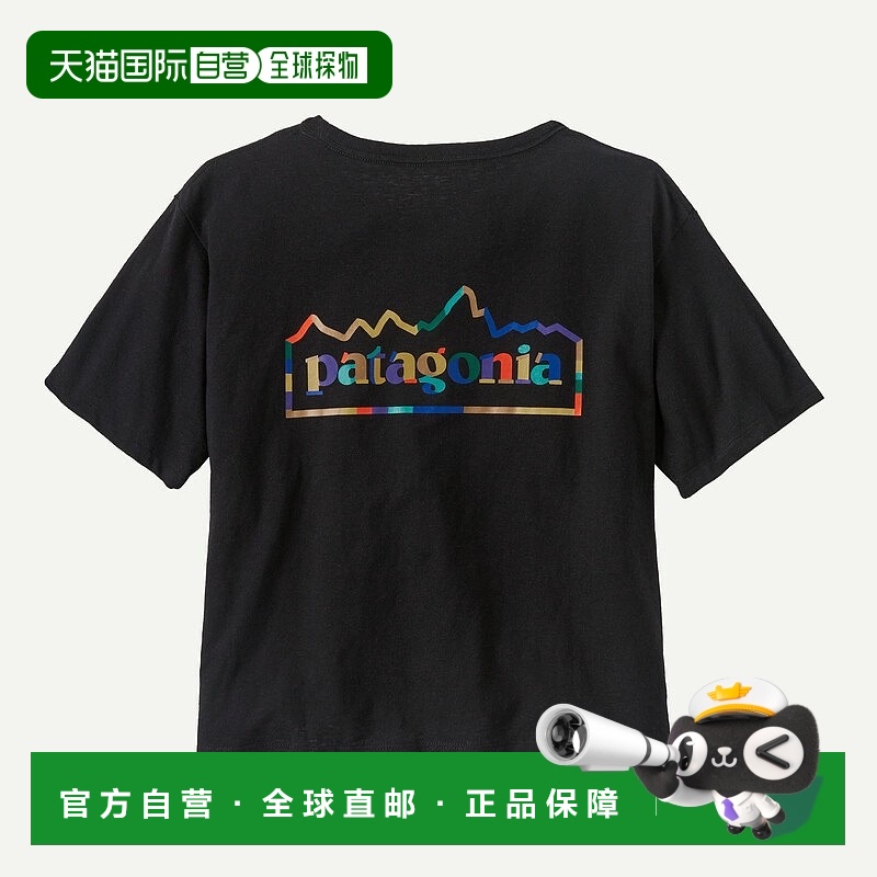 自营欧洲直邮PATAGONIA 女士墨黑色棉/涤纶短袖T恤