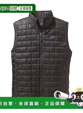 自营欧洲直邮PATAGONIA NANO PUFF男士深灰色再生聚酯羽绒马甲