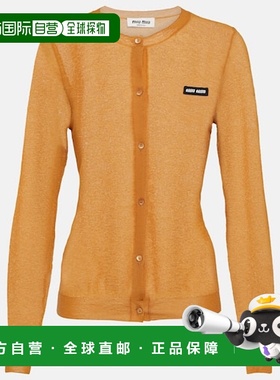 1h可退 香港直邮Miu Miu 缪缪 女士 徽标针织开衫 orange橙色 舒