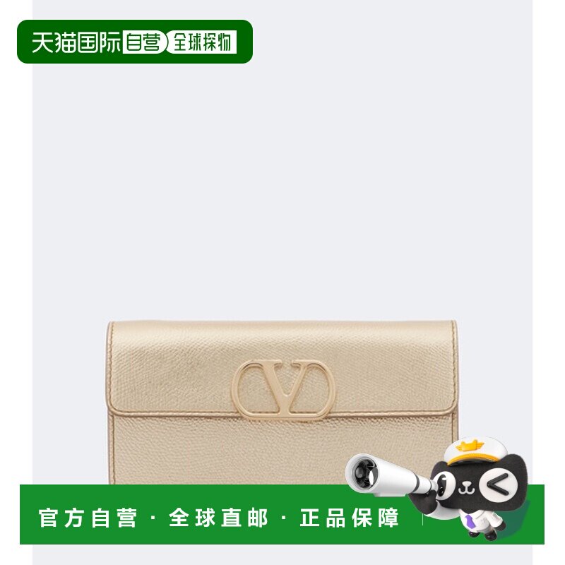 香港直邮valentino 华伦天奴 女士 VLogo 金属感皮革链带钱包