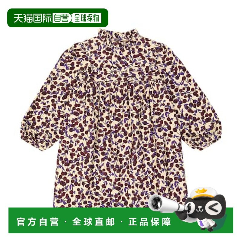 1h可退 香港直邮Bonpoint 女童 蓝托帕石色印花灯芯绒连衣裙童装
