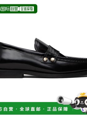 1h可退 香港直邮GANNI 甘尼 女士 黑色 Studs Square Toe 乐福鞋