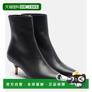 女士 黑色时尚 Bella BLACK 舒适高跟 皮质短靴 香港直邮KHAITE