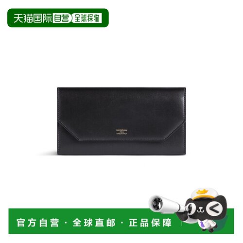 自营欧洲直邮Balenciaga巴黎世家 Envelope女士黑色logo标识钱包