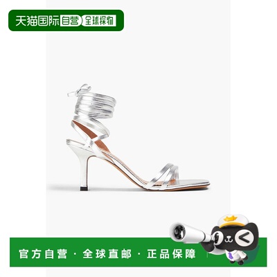 1h可退 香港直邮Maje 女士 金属感皮质凉鞋 MFACH00569SILVERY