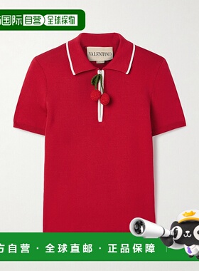 1h可退 香港直邮Valentino 华伦天奴 女士 红色棉质Polo衫 7B3KC6