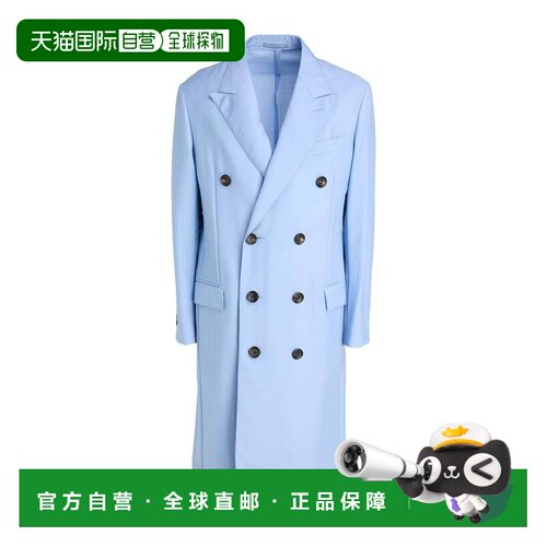 香港直邮Lanvin 朗雯 男士 双排扣大衣 blue蓝色 舒适时尚