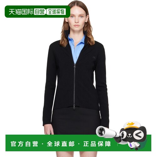 香港直邮Courreges 女士 黑色 Zipped Merino Wool 开衫 326MGI05