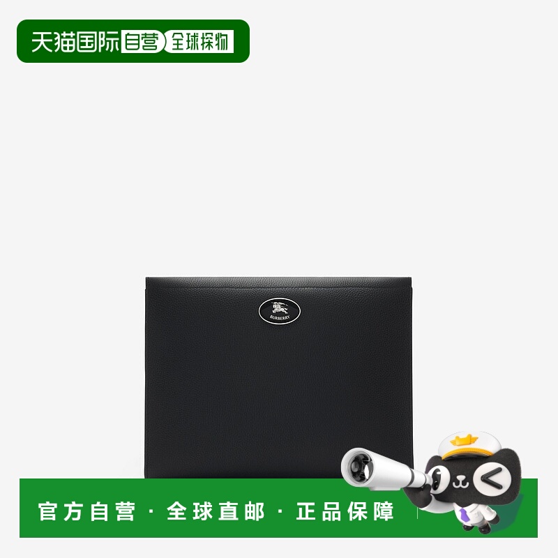 自营欧洲直邮Burberry博柏利 Knight系列男士黑色小牛皮马术骑士