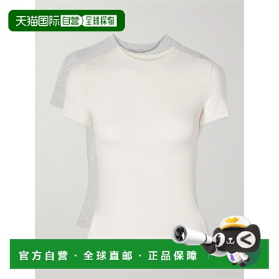 1h可退 香港直邮SKIMS 女士 Heather Grey, 弹力棉质T恤浅大理石(