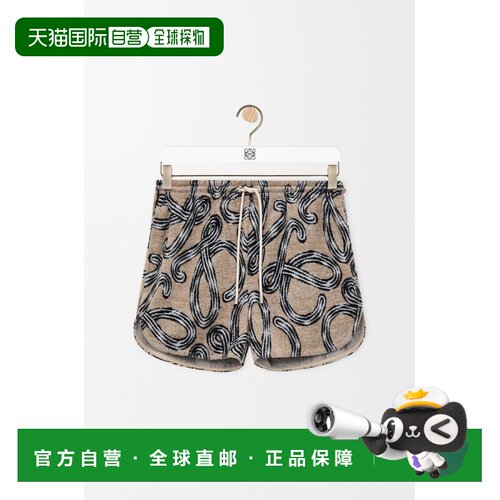 自营欧洲直邮Loewe罗意威 女士米色/黑色混纺棉质短裤