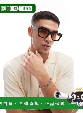 1h可退 香港直邮ASOS 男士 bevel frame 设计琥珀镜片方框太阳眼(
