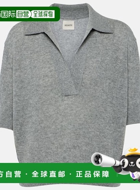 1h可退 香港直邮KHAITE 女士 Jo 修身羊绒混纺Polo毛衣 grey灰色