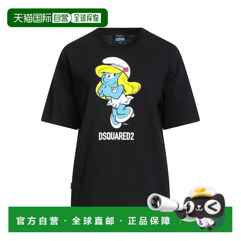 1h可退 香港直邮Dsquared2 二次方 女士 T恤 black黑色 舒适时尚