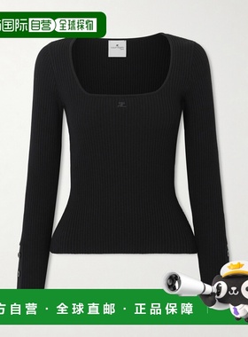 1h可退 香港直邮Courreges 女士 刺绣罗纹针织上衣 126MTO479FI00