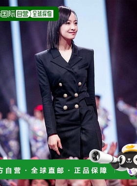 香港直邮Balmain 黑色双排扣西装式连衣裙 UF16222C197