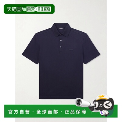 香港直邮zegna 杰尼亚 男士 刺绣棉质凸纹布Polo衫 UH348A3H794