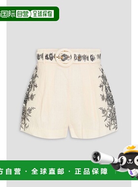 1h可退 香港直邮ZIMMERMANN 女士 束带印花亚麻短裤 2885AR25RCRE