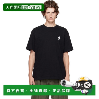 1h可退 香港直邮J.W. Anderson 男士 黑色 Anchor Embroidery T