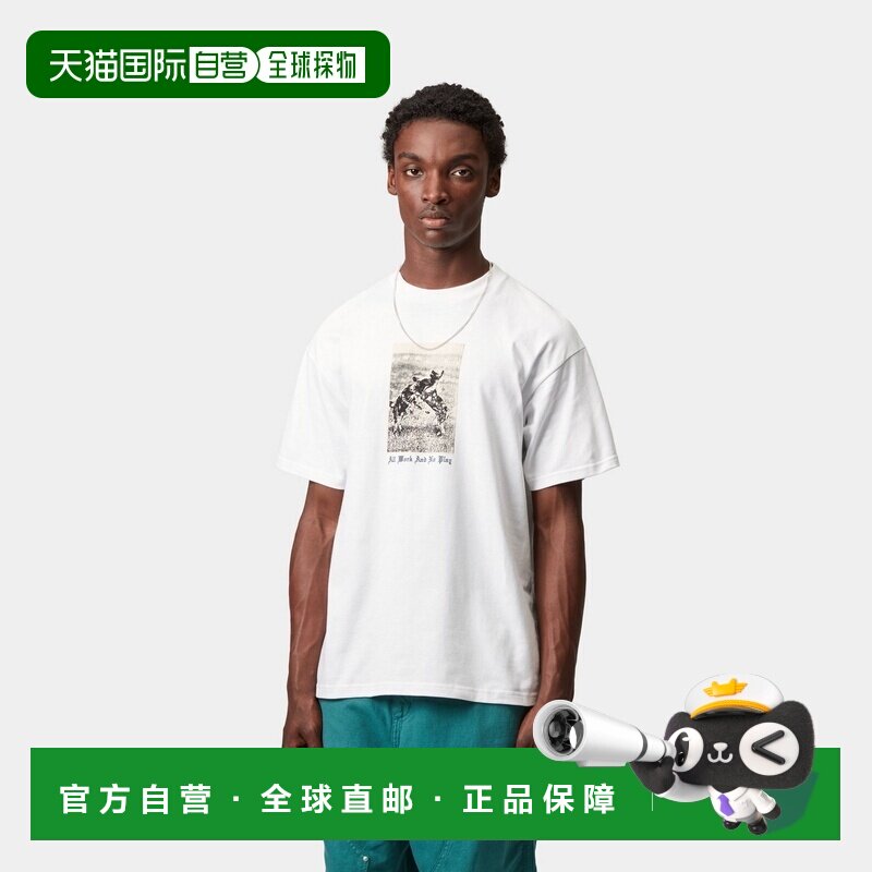 自营欧洲直邮Carhartt WIP No Play男士白色棉图形印花短袖T恤