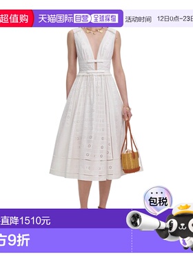 1h可退 香港直邮Self-Portrait 棉质刺绣中长连衣裙 PF25005M