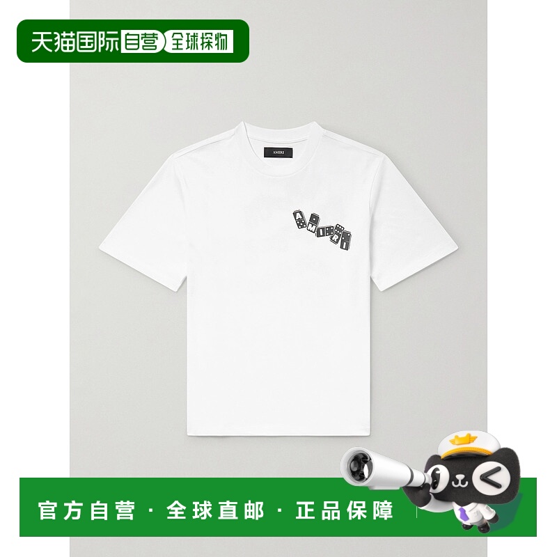 1h可退 香港直邮AMIRI 男士 徽标印花棉针织T恤 AMTOJR1023