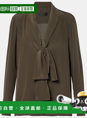 1h可退 香港直邮NILI LOTAN 女士 Angelique 真丝衫 green绿色 舒