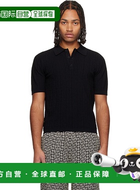 香港直邮Balmain 巴尔曼 男士 黑色 Monogram Knit Polo 衫 FH1GB